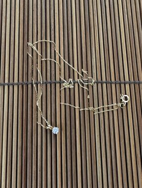 14k Diamond Solitaire Yellow Gold Chain Necklace